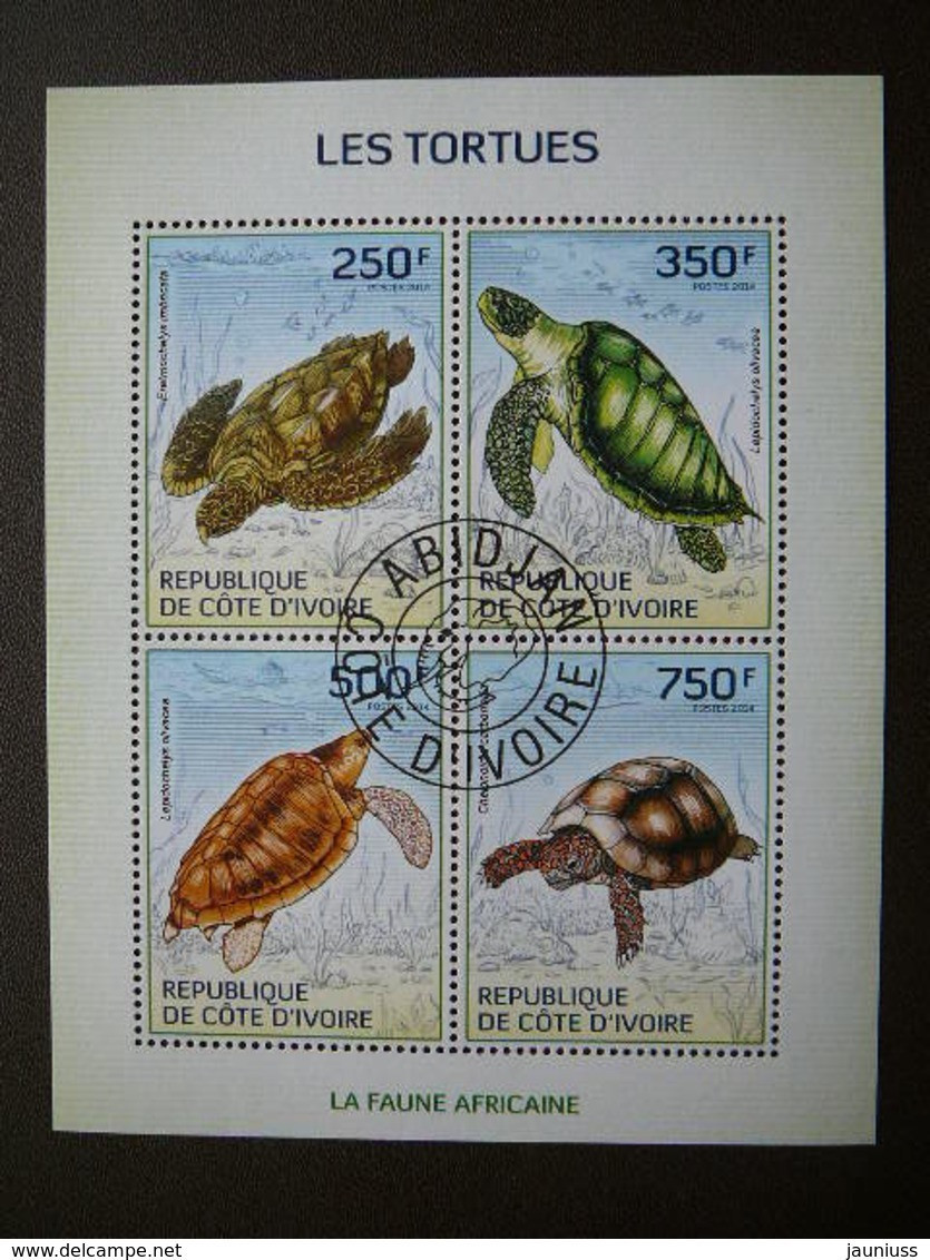 Turtles. Schildkröten. Tortues  # Ivory Coast # 2014 Used #217 Reptiles - Tortues