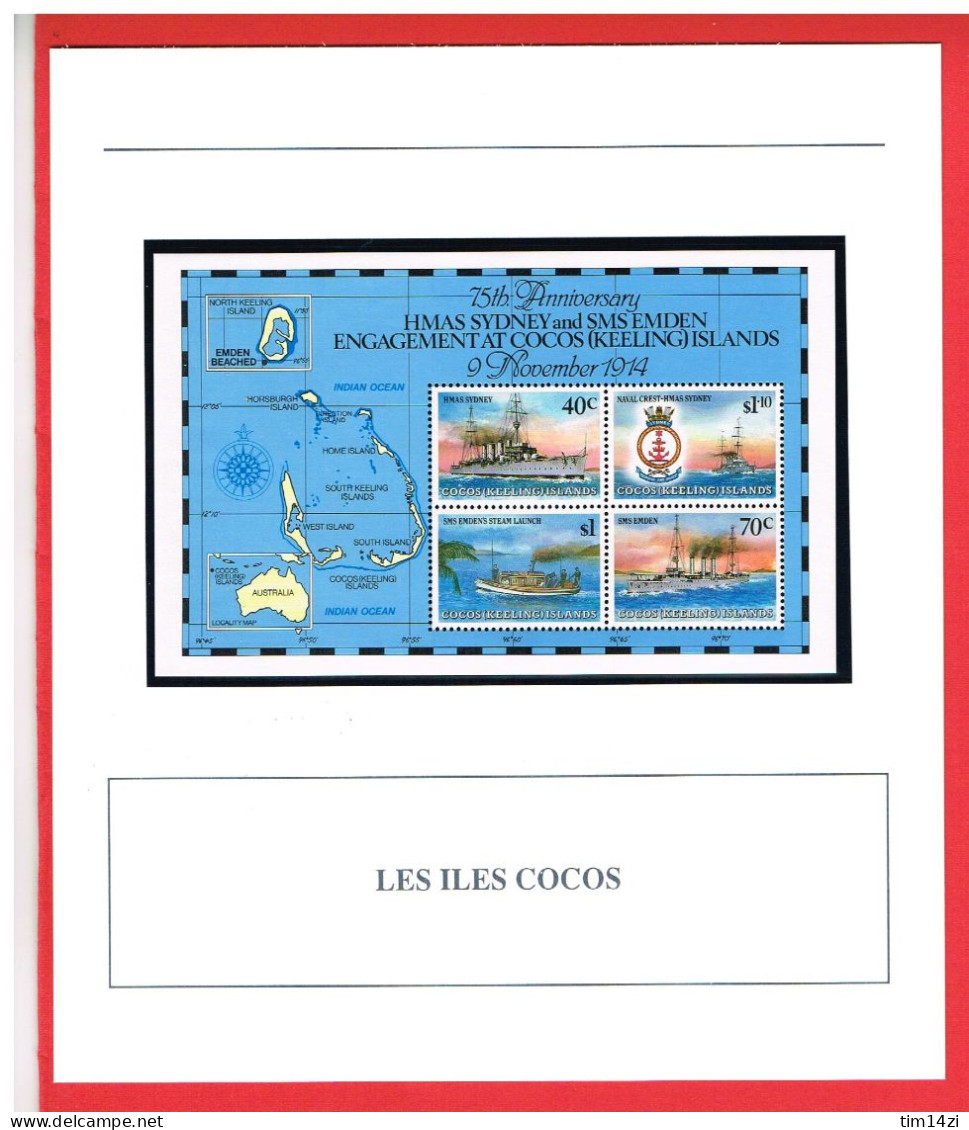 COCOS (KEELING) ISLANDS - 1989 - BLOC N°8 - 75ème Anniversaire Du Combat Naval  Entre Le HMAS SIDNEY Et Le SMS EMDEN - Islas Cocos (Keeling)