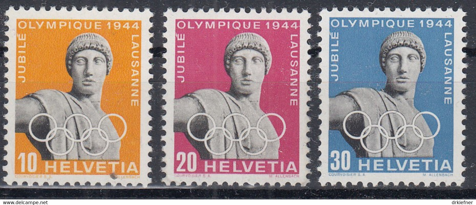 SCHWEIZ  428-430 X, Postfrisch **, 50 Jahre IOC, 1944 - Neufs