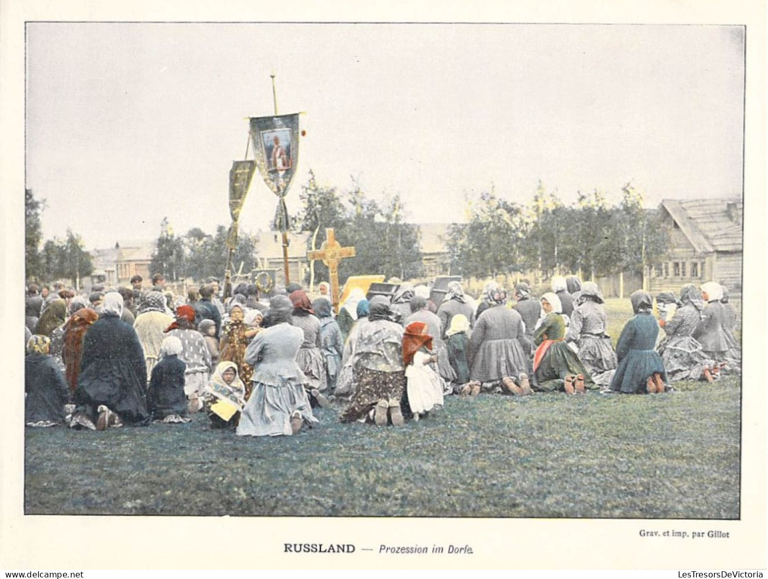 Russie - Photogravure  Par Gillot - Dim:17/24 Cm - Scènes De Russie - Prozession Im Dorfe - Altri & Non Classificati