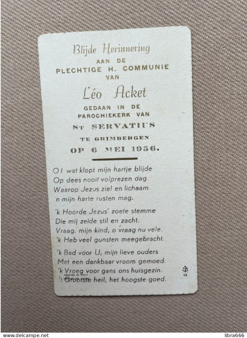 Communie - ACKET Léo - 1956 - St Servatius - GRIMBERGEN - Comunioni