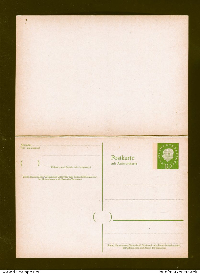 "BUNDESREPUBLIK DEUTSCHLAND" 1960, Postkarte Mit Antwortkarte Mi. P 45II ** (B0092) - Cartes Postales - Neuves