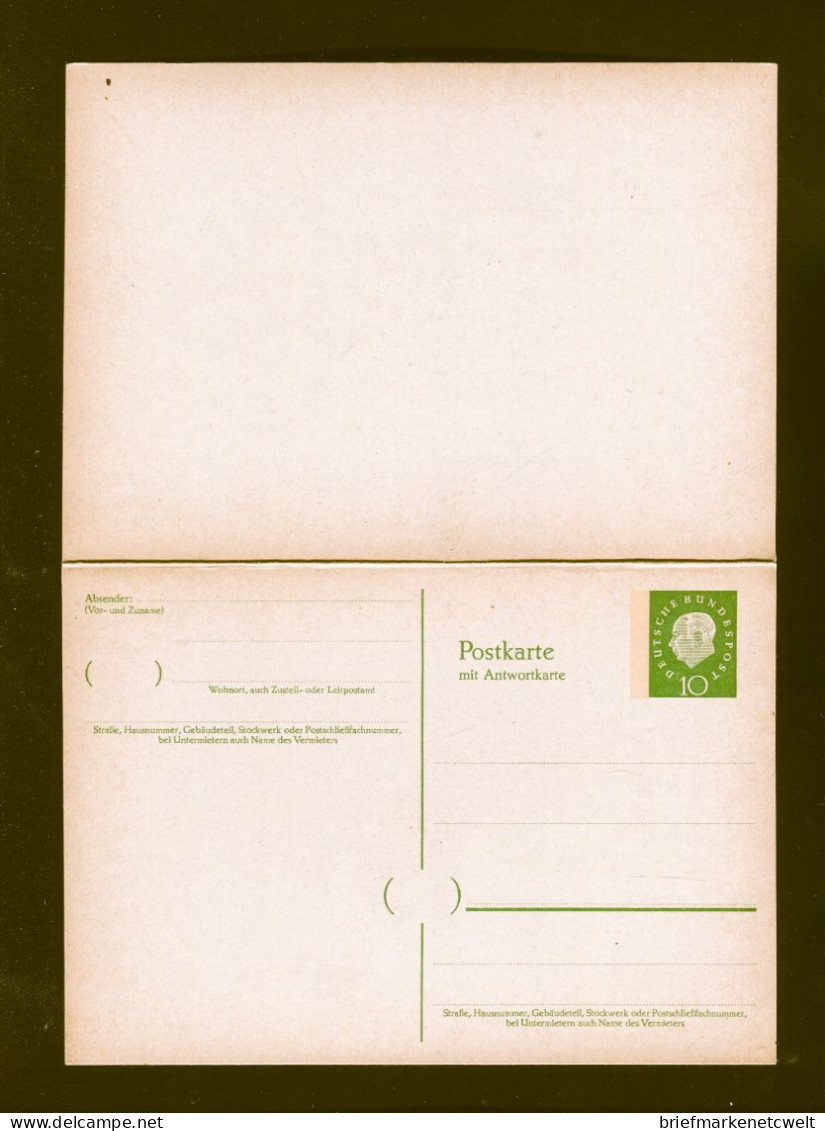 "BUNDESREPUBLIK DEUTSCHLAND" 1960, Postkarte Mit Antwortkarte Mi. P 45II ** (B0092) - Postkaarten - Ongebruikt