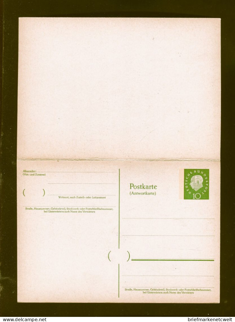 "BUNDESREPUBLIK DEUTSCHLAND" 1960, Postkarte Mit Antwortkarte Mi. P 45II ** (B0092) - Postales - Nuevos