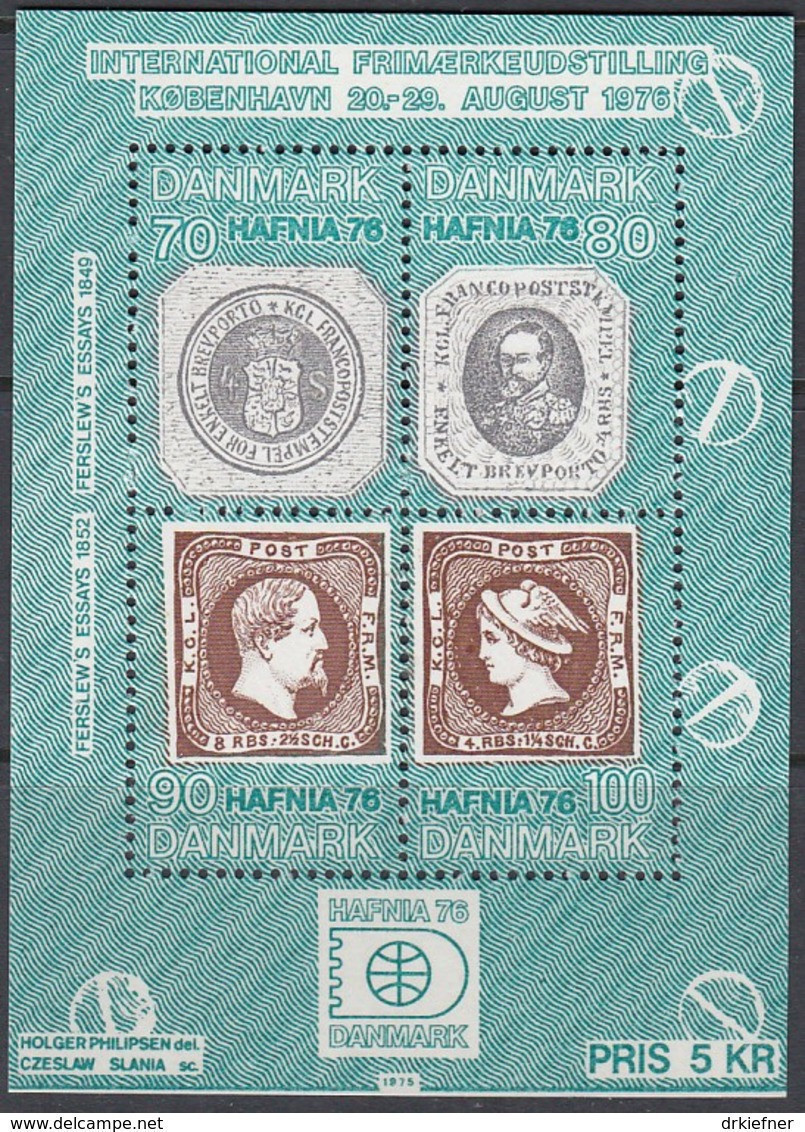 DÄNEMARK  Block 1, Postfrisch **, Internationale Briefmarkenausstellung HAFNIA ’76 1975 - Blocks & Sheetlets