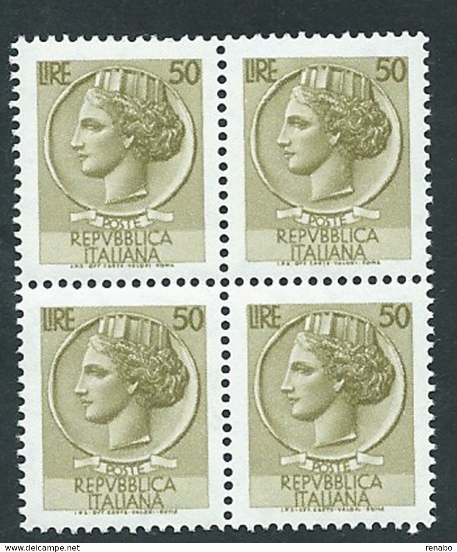 Italia 1968 - 69; Siracusana Stelle Lire 50, Vignetta Piccola; Quartina - 1961-70: Mint/hinged
