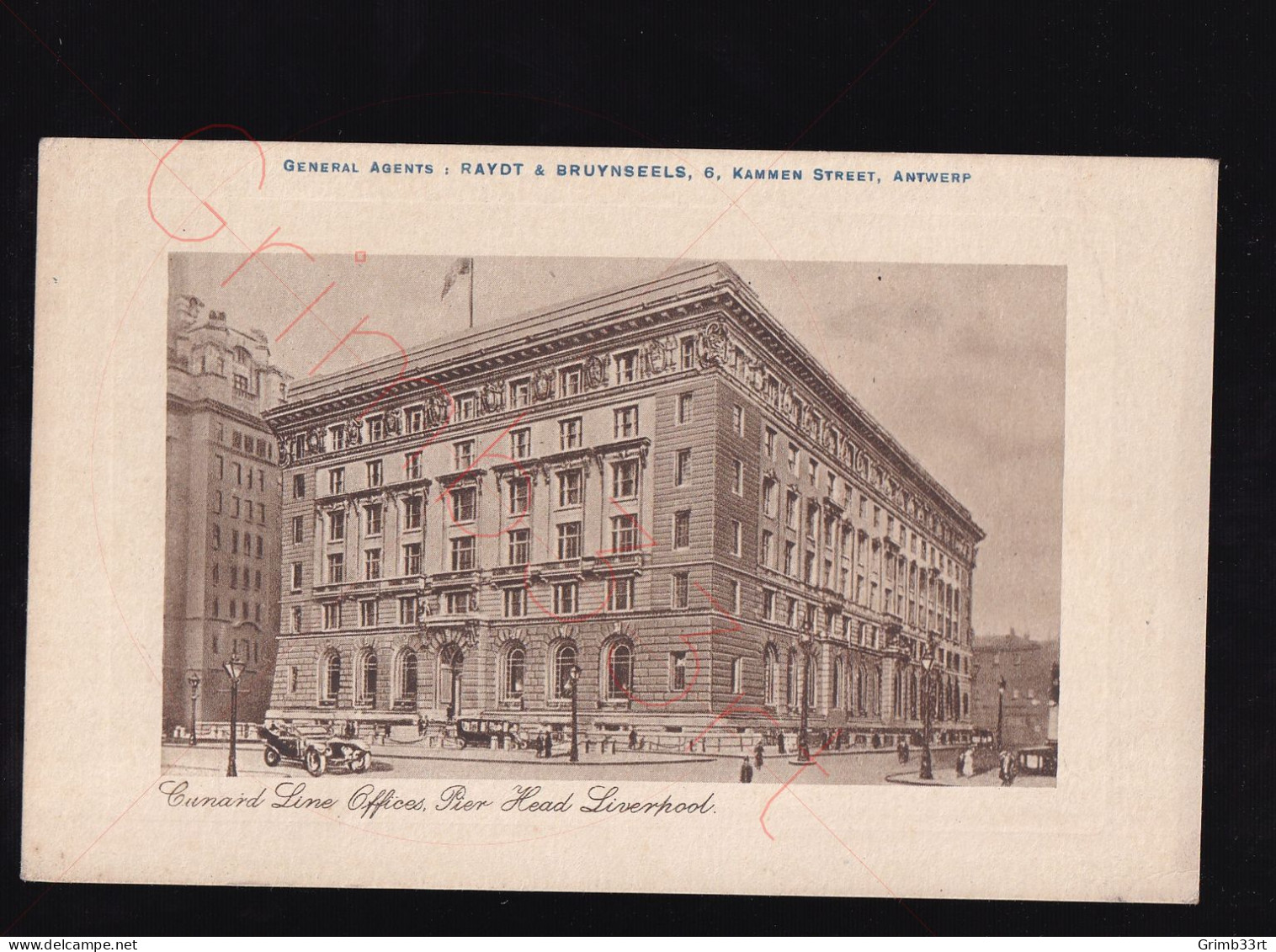 Liverpool - Cunard Line Offices - Pier Head - Raydt & Bruynseels, Antwerp - Postkaart - Liverpool