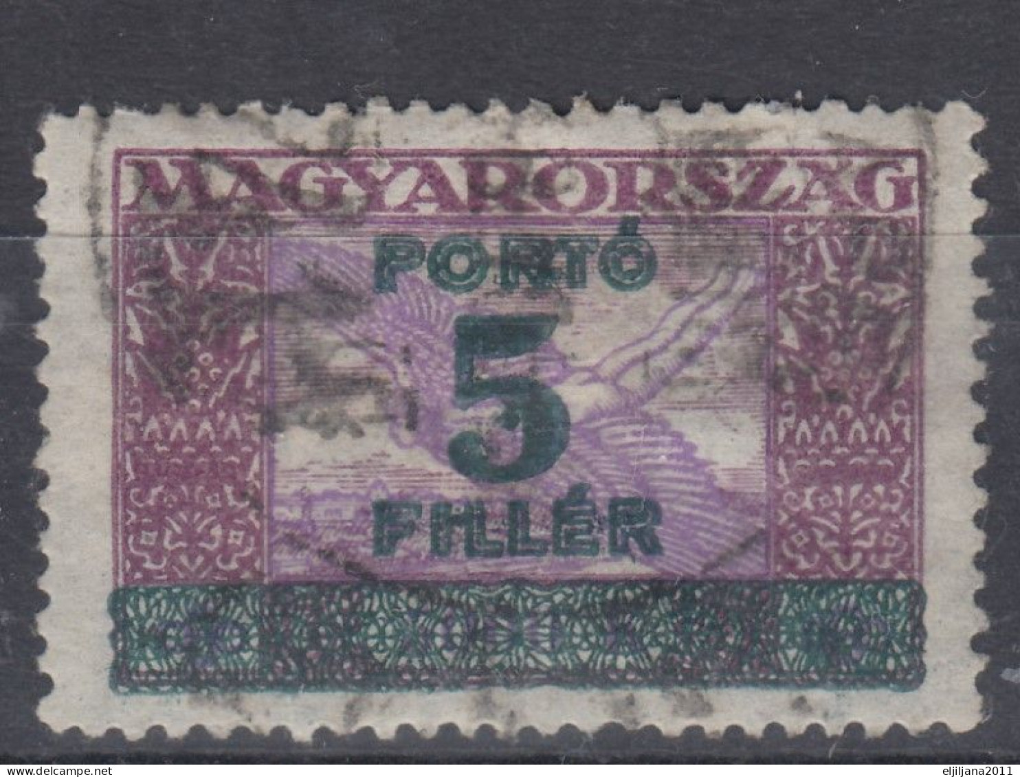 Hungary 1927 ⁕ Porto / Postage Due - Overprint 5 F. On 5.000 Kr. ⁕ ERROR 1v Used - Used Stamps