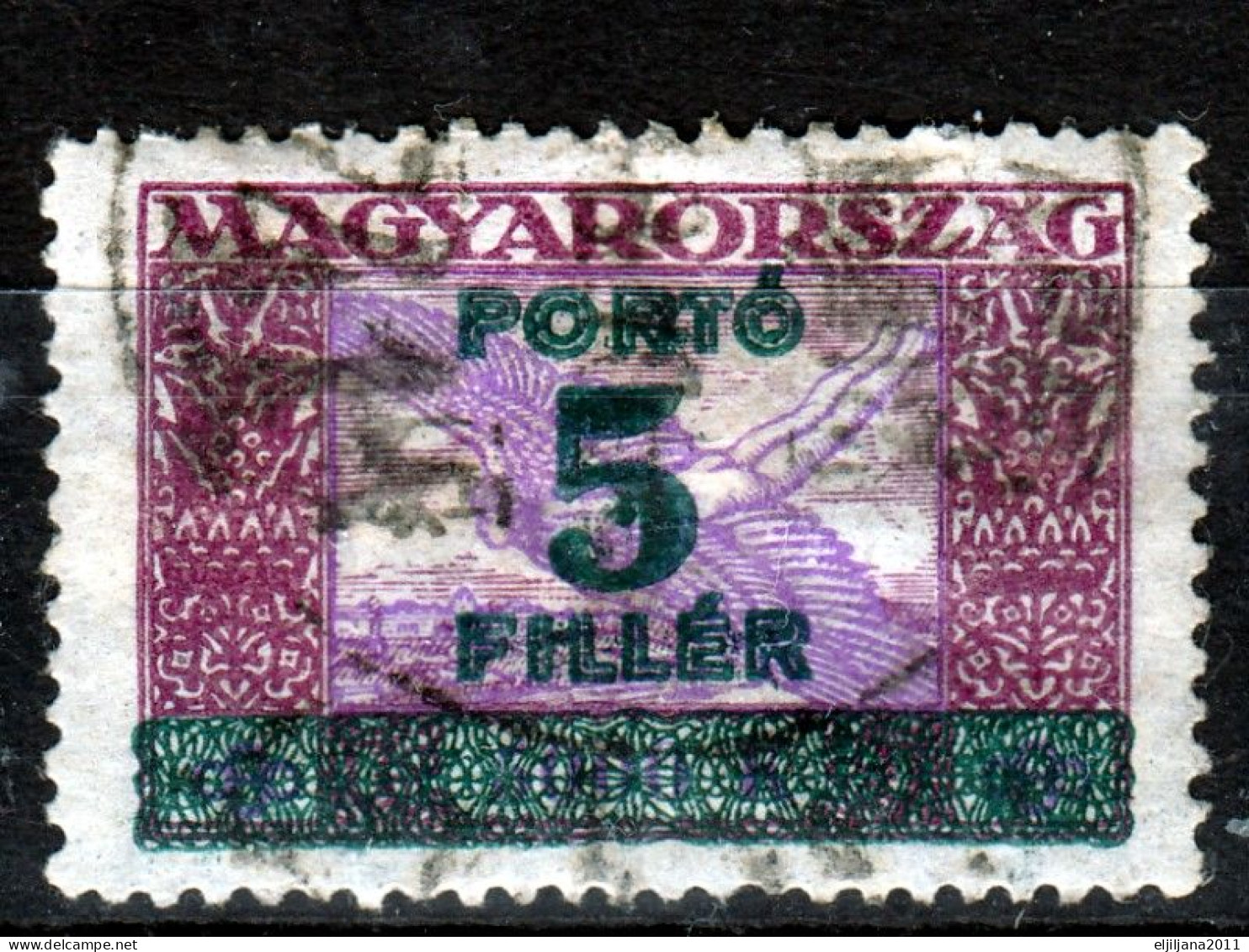 Hungary 1927 ⁕ Porto / Postage Due - Overprint 5 F. On 5.000 Kr. ⁕ ERROR 1v Used - Gebruikt