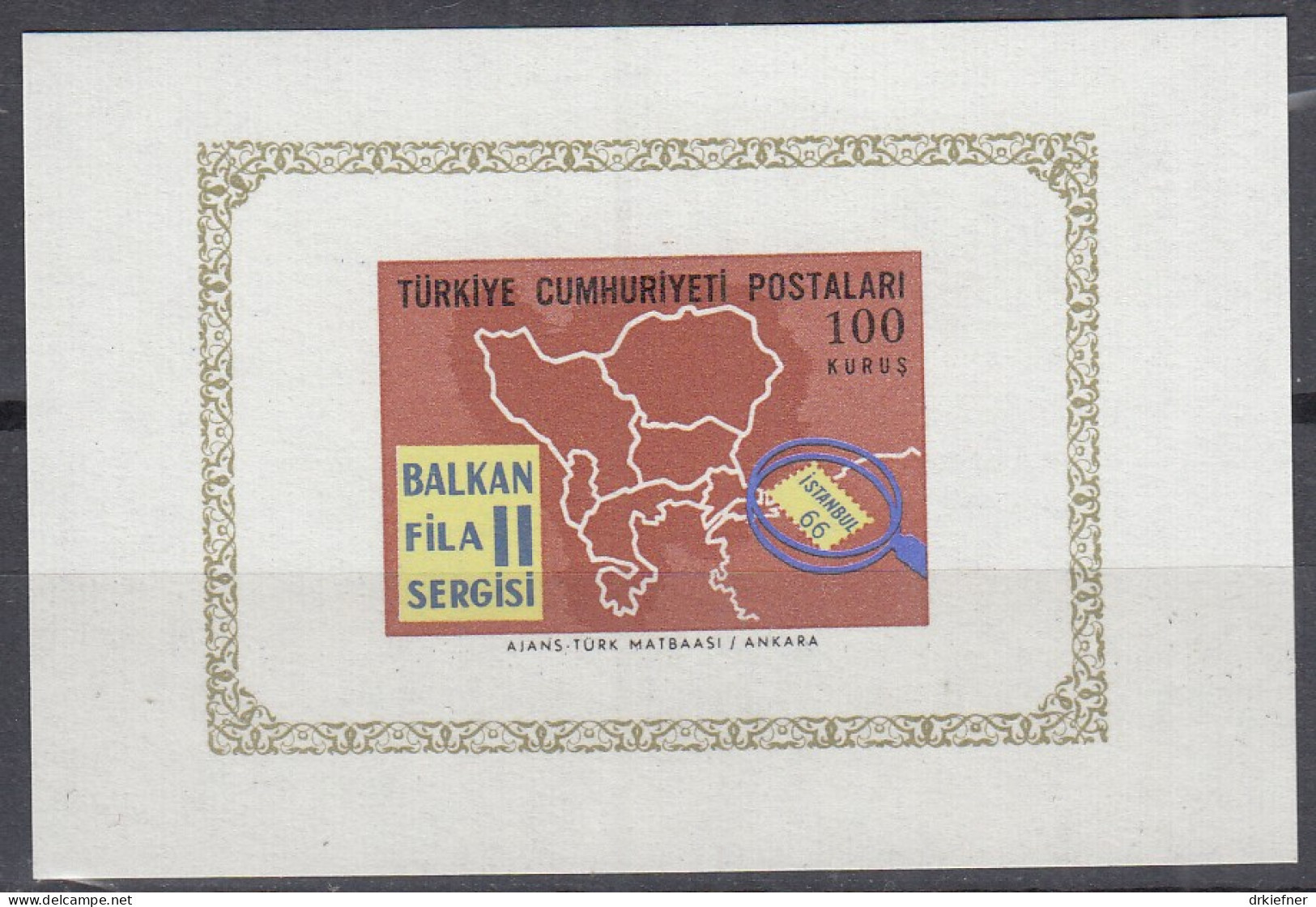 TÜRKEI  Block 12, Postfrisch **, Internationale Briefmarkenausstellung BALKANFILA II, Istanbul, 1966 - Blocks & Kleinbögen