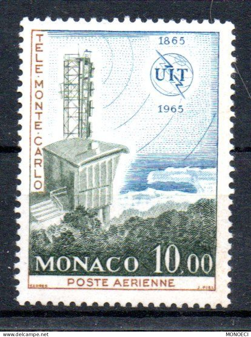 MONACO -- Poste Aérienne -- 100e Anniversaire De De L'Union Internationale Des Télécommunications 1965 -- 10 Francs - Poste Aérienne