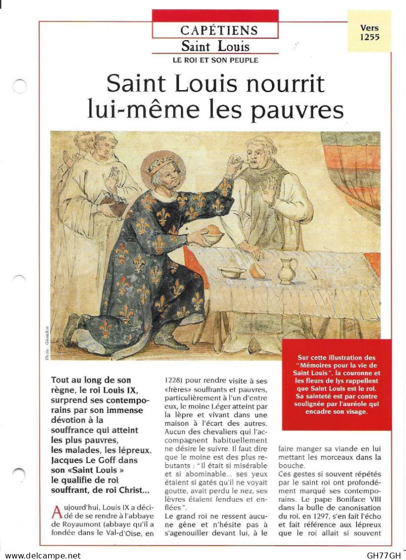 FICHE ATLAS: SAINT LOUIS NOURRIT LUI-MEME LES PAUVRES -CAPETIENS - Histoire