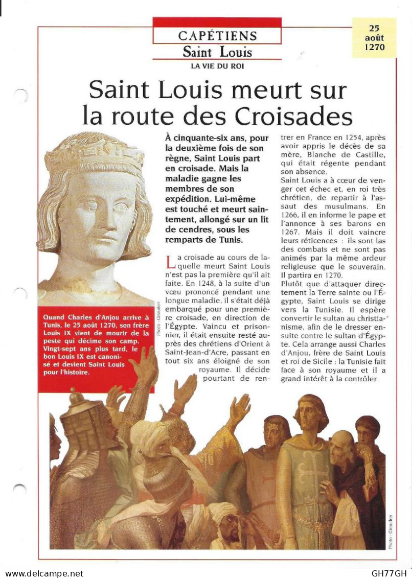 FICHE ATLAS: SAINT LOUIS MEURT SUR LA ROUTE DES CROISADES -CAPETIENS - Histoire