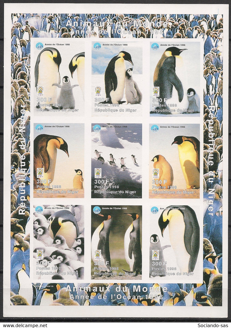 NIGER - 1998 - N°YT. 1079 à 1087 - Manchots / Penguins / Jamboree - Non Dentelé / Imperf. - Neuf Luxe ** / MNH - Niger (1960-...)