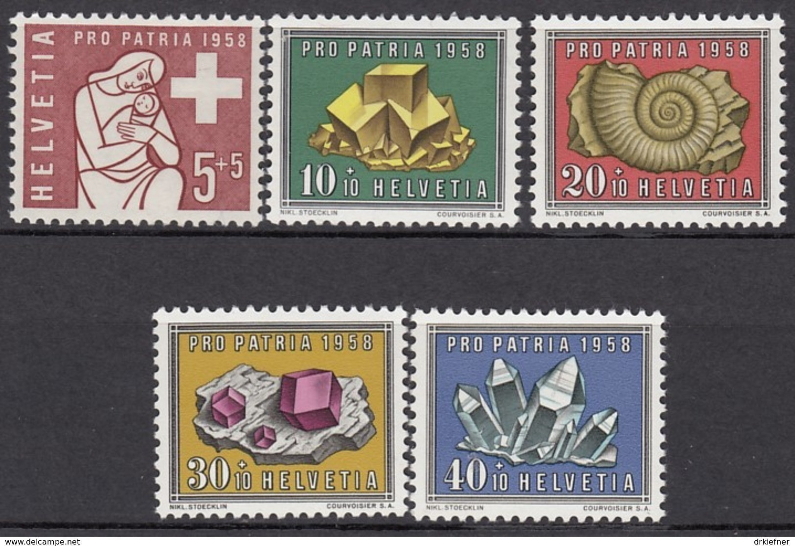 SCHWEIZ  657-661,  Postfrisch **, Pro Patria 1958, Mineralien Und Versteinerungen - Nuovi