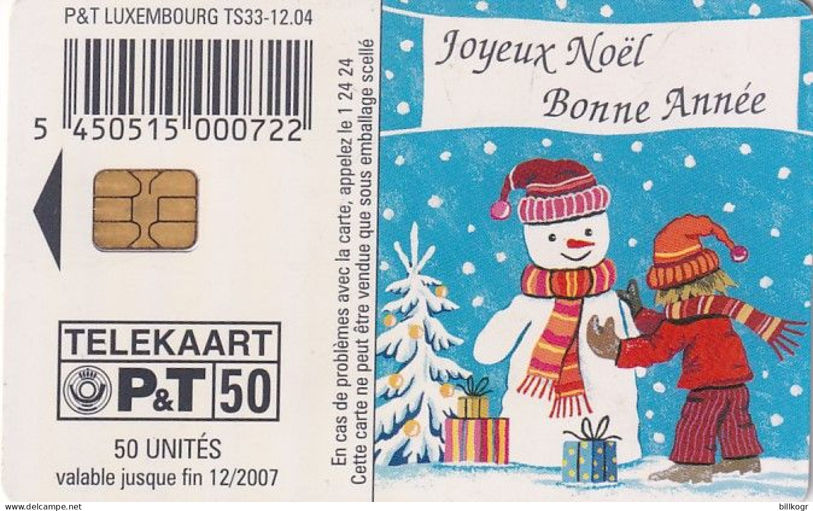 LUXEMBOURG - Joyeux Noël 2004 Bonne Année 2005(TS 33), 12/04, Used - Luxembourg