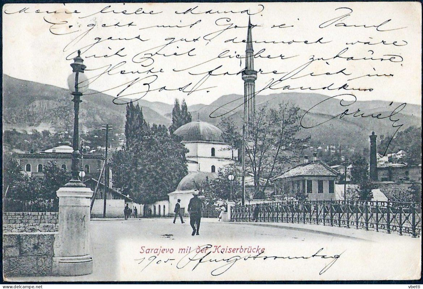 Bosnia And Herzegovina: Sarajevo Mit Der Kaiserbrücke 1905 - Bosnia And Herzegovina