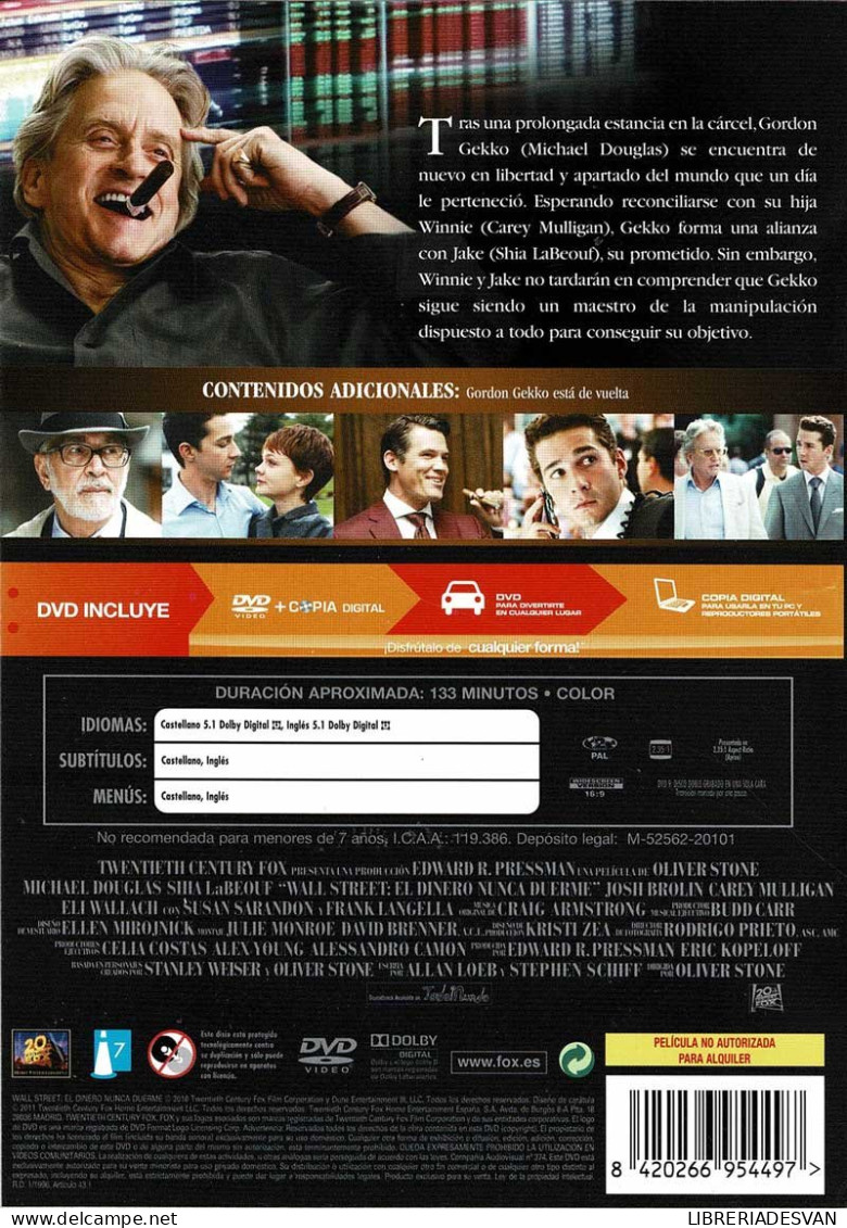 Wall Street. El Dinero Nunca Duerme. DVD - Altri & Non Classificati