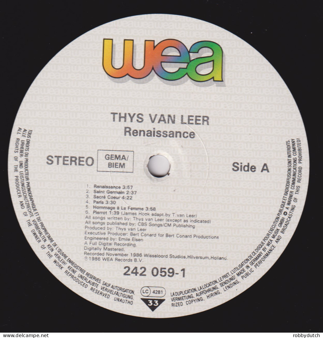 * LP *  THYS (THIJS) VAN LEER - RENAISSANCE (Europe 1986 EX) - Instrumentaal