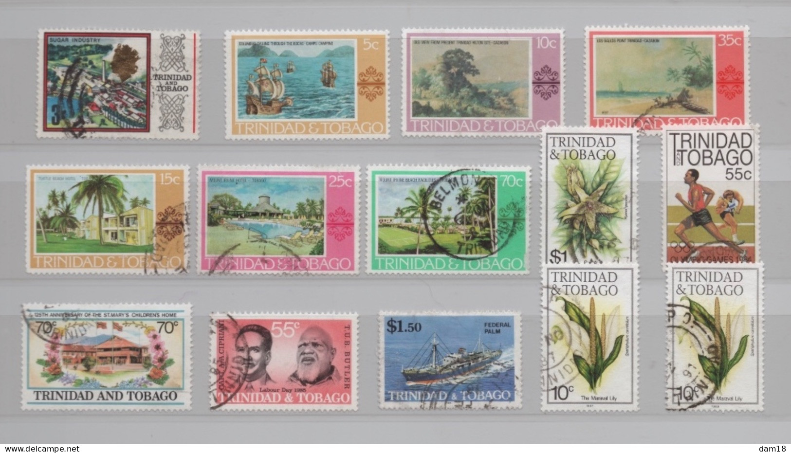 TRINIDAD TOBAGO JOLI LOT 14 TIMBRES DIFFERENTS 1969/1989 TABLEAUX HOTELS FLEURS BATEAU - Trinidad & Tobago (1962-...)