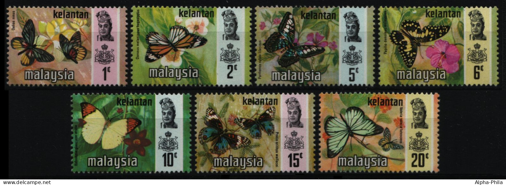 Malaya - Kelantan 1971 - Mi-Nr. 97-103 I ** - MNH - Schmetterlinge / Butterflies - Kelantan