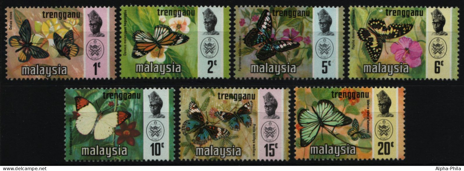 Malaya - Trengganu 1971 - Mi-Nr. 97-103 I ** - MNH - Schmetterling / Butterflies - Trengganu