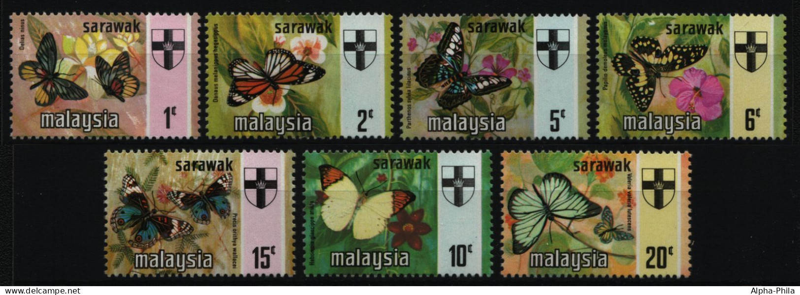 Malaya - Sarawak 1971 - Mi-Nr. 219-225 I ** - MNH - Schmetterlinge / Butterflies - Sarawak (...-1963)