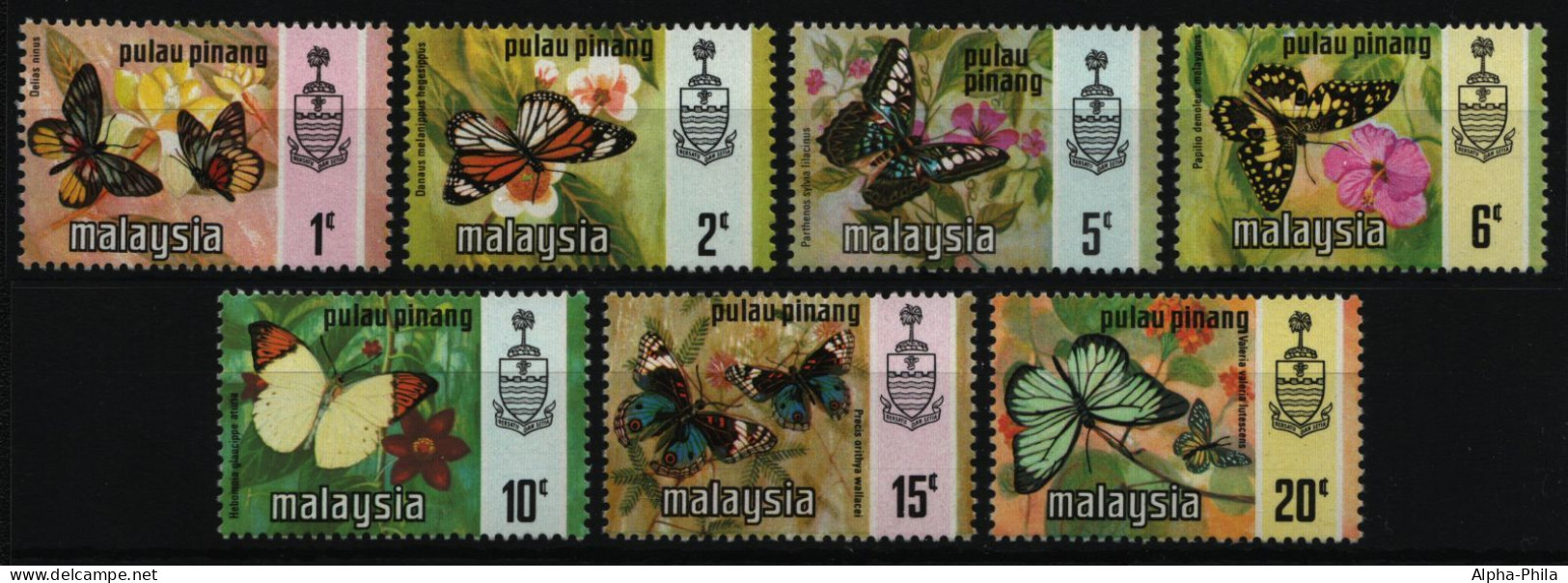 Malaya - Penang 1971 - Mi-Nr. 73-79 I ** - MNH - Schmetterlinge / Butterflies - Penang