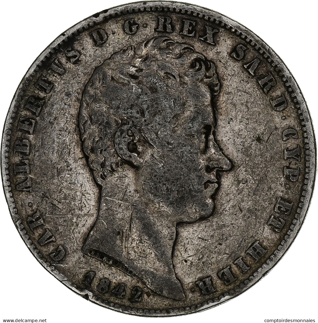 Monnaie, États Italiens, SARDINIA, Carlo Alberto, 5 Lire, 1842, Genoa, TB - Piémont-Sardaigne-Savoie Italienne