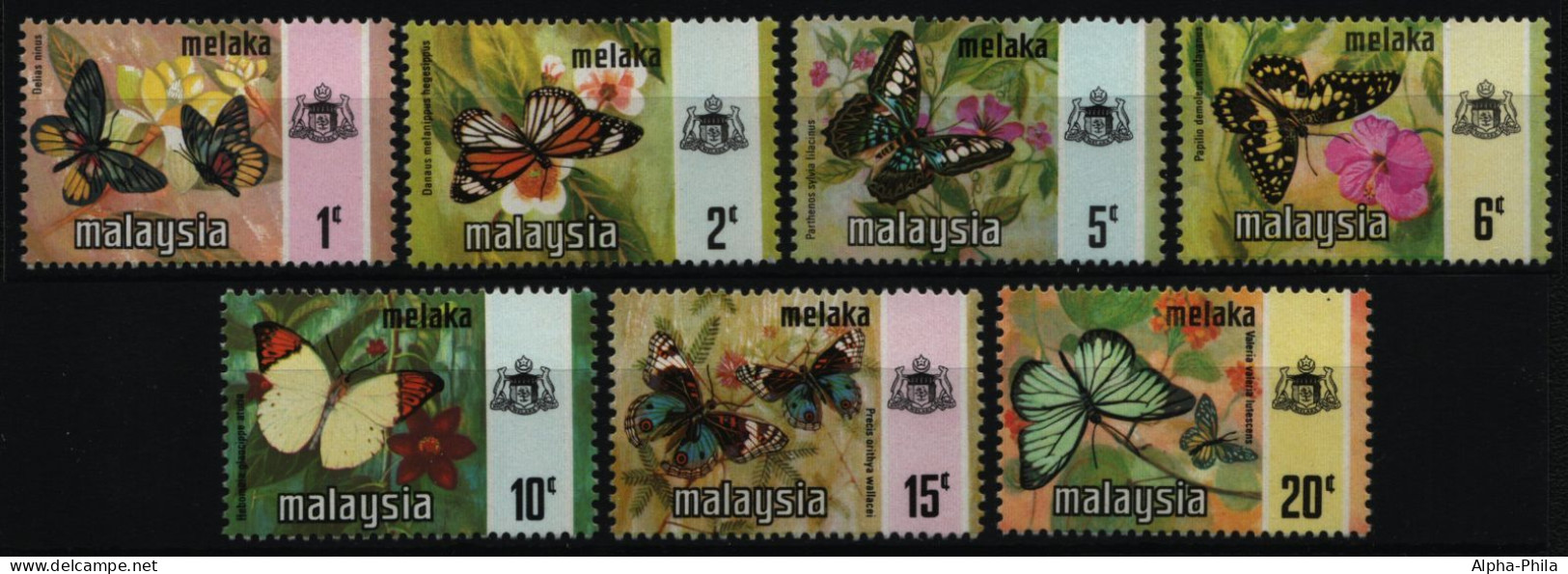 Malaya - Malacca 1971 - Mi-Nr. 73-79 I ** - MNH - Schmetterlinge / Butterflies - Malacca