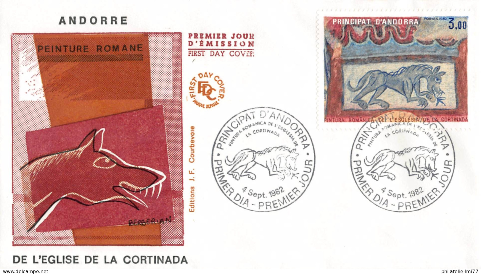 FDC - Peinture Romane De L'église De Cortinada, Oblit PJ 4/9/82 - FDC