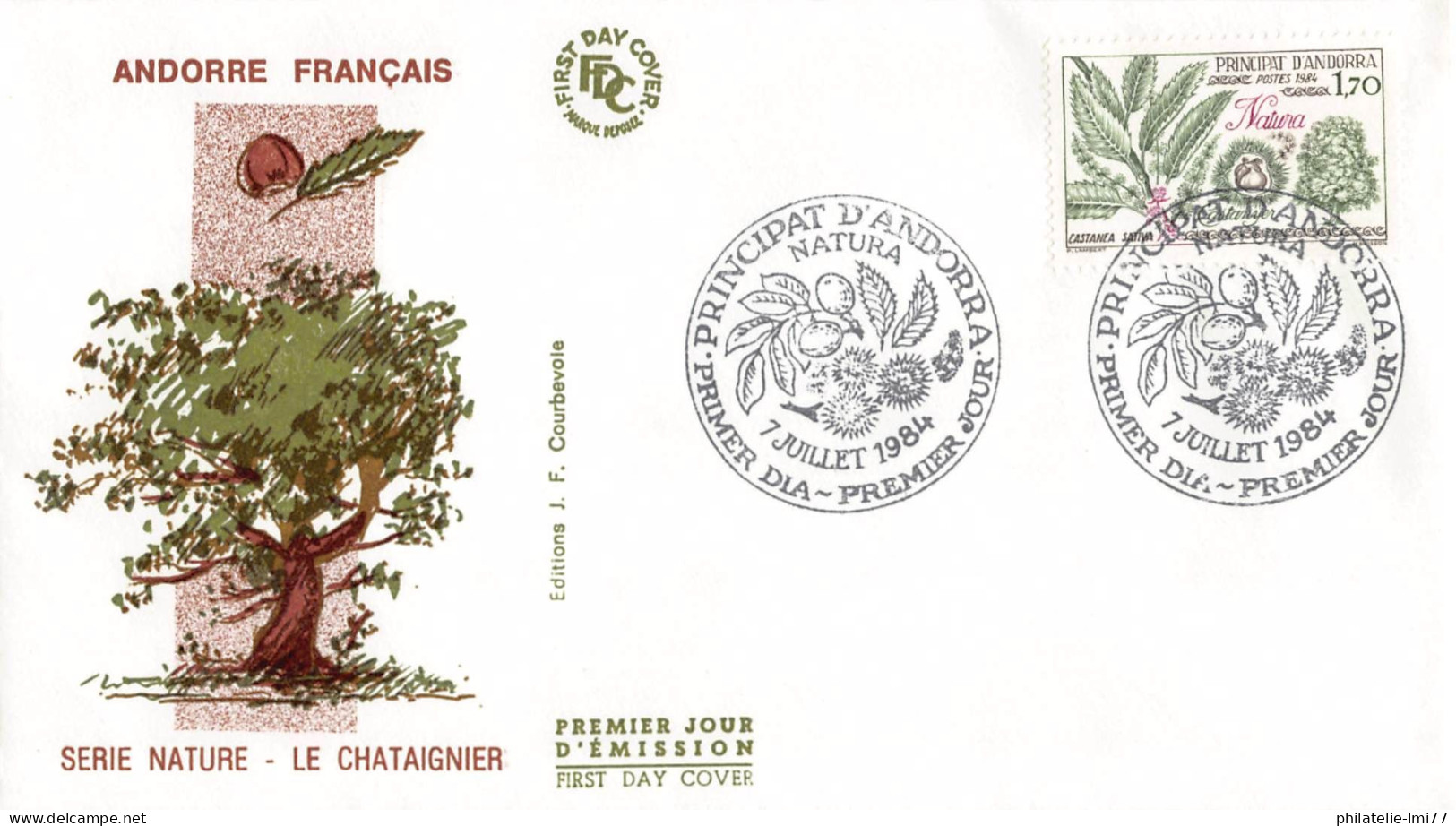FDC - Série Nature - Le Châtaignier Et Le Noyer (2 Env.), Oblit PJ 7/7/84 - FDC