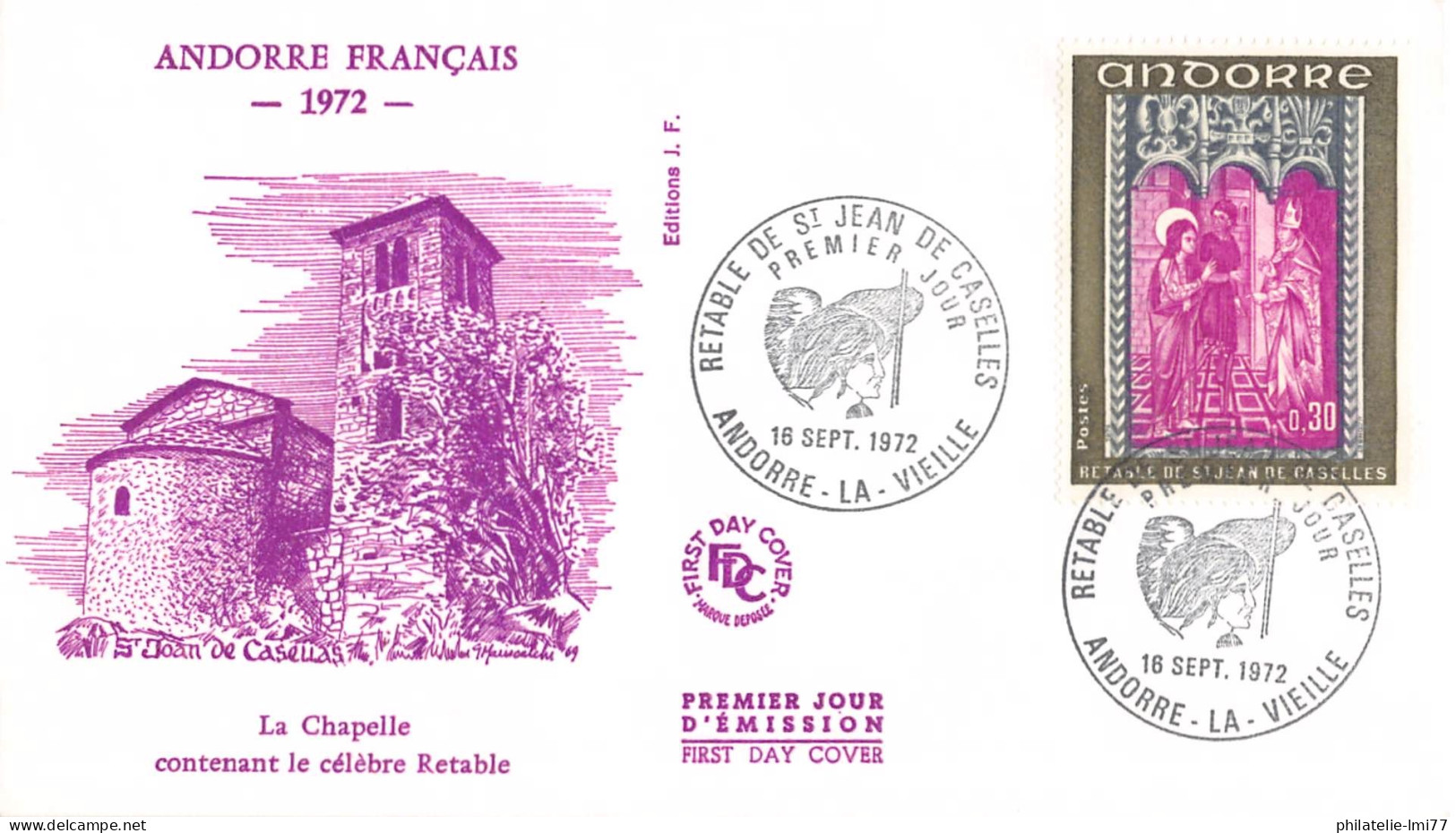 FDC - Retable Saint-Jean De Caselles (IV) (3 Env.), Oblit PJ 16/9/72 - FDC