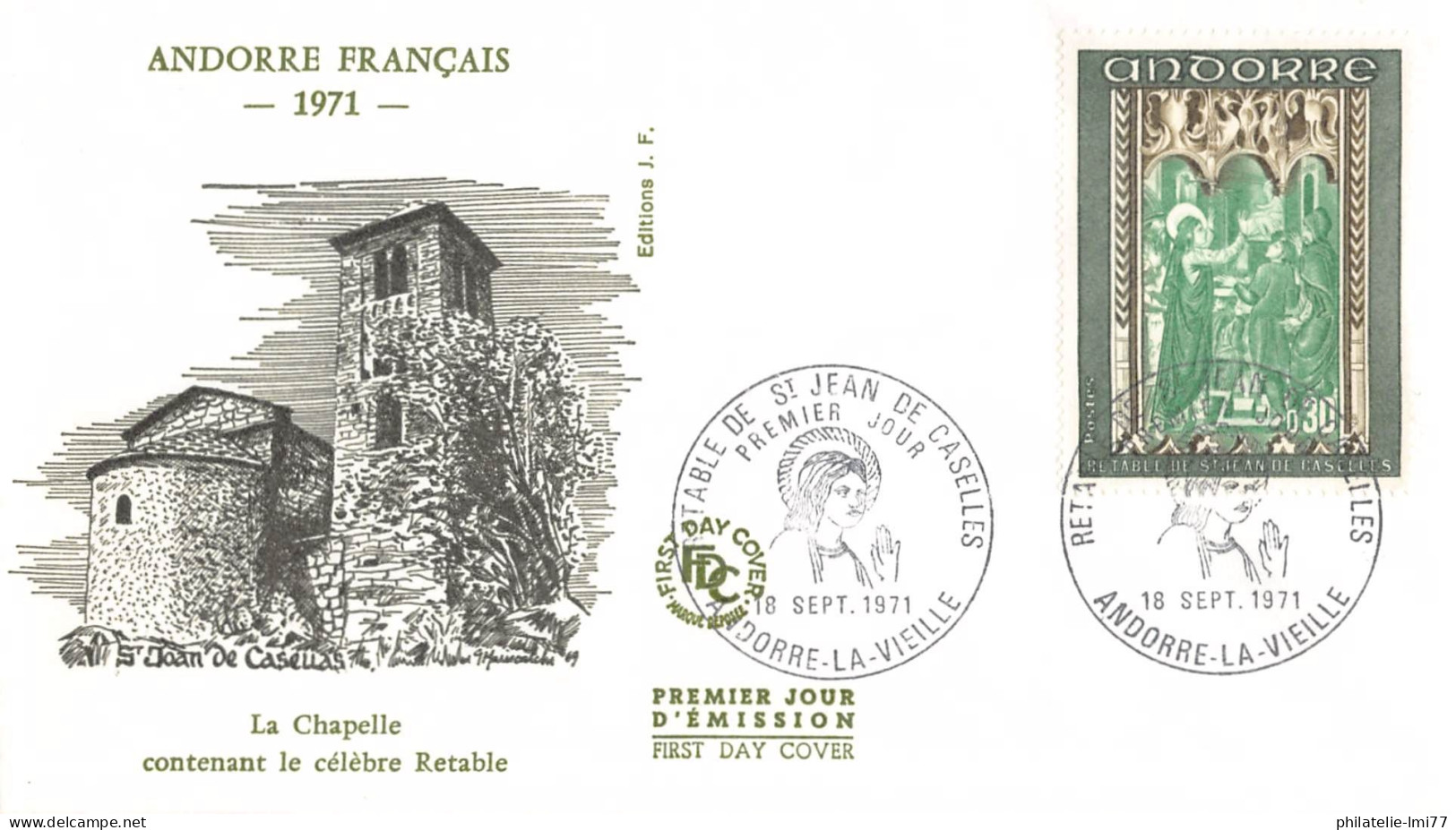 FDC - Retable Saint Jean De Caselles (III) (3 Env.), Oblit PJ 18/9/71 - FDC