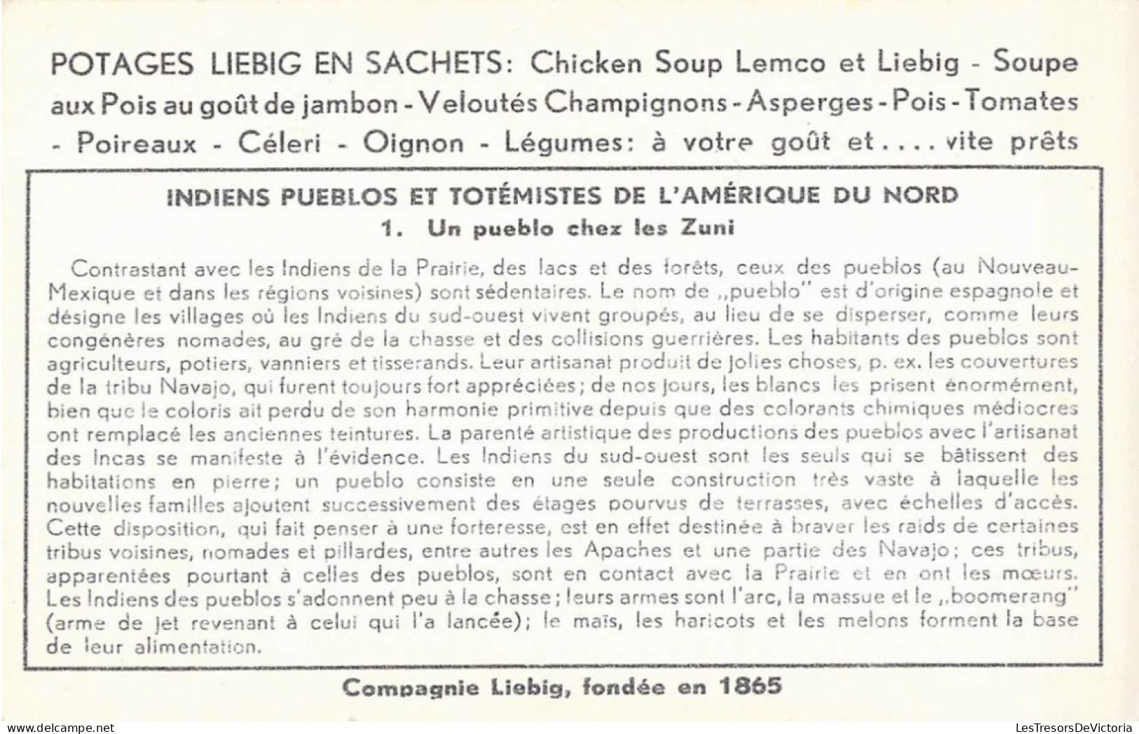 Lot De 4 Chromos Liebieg - Indiens Pueblos Et Totemistes De L'amérique Du Nord - Liebig