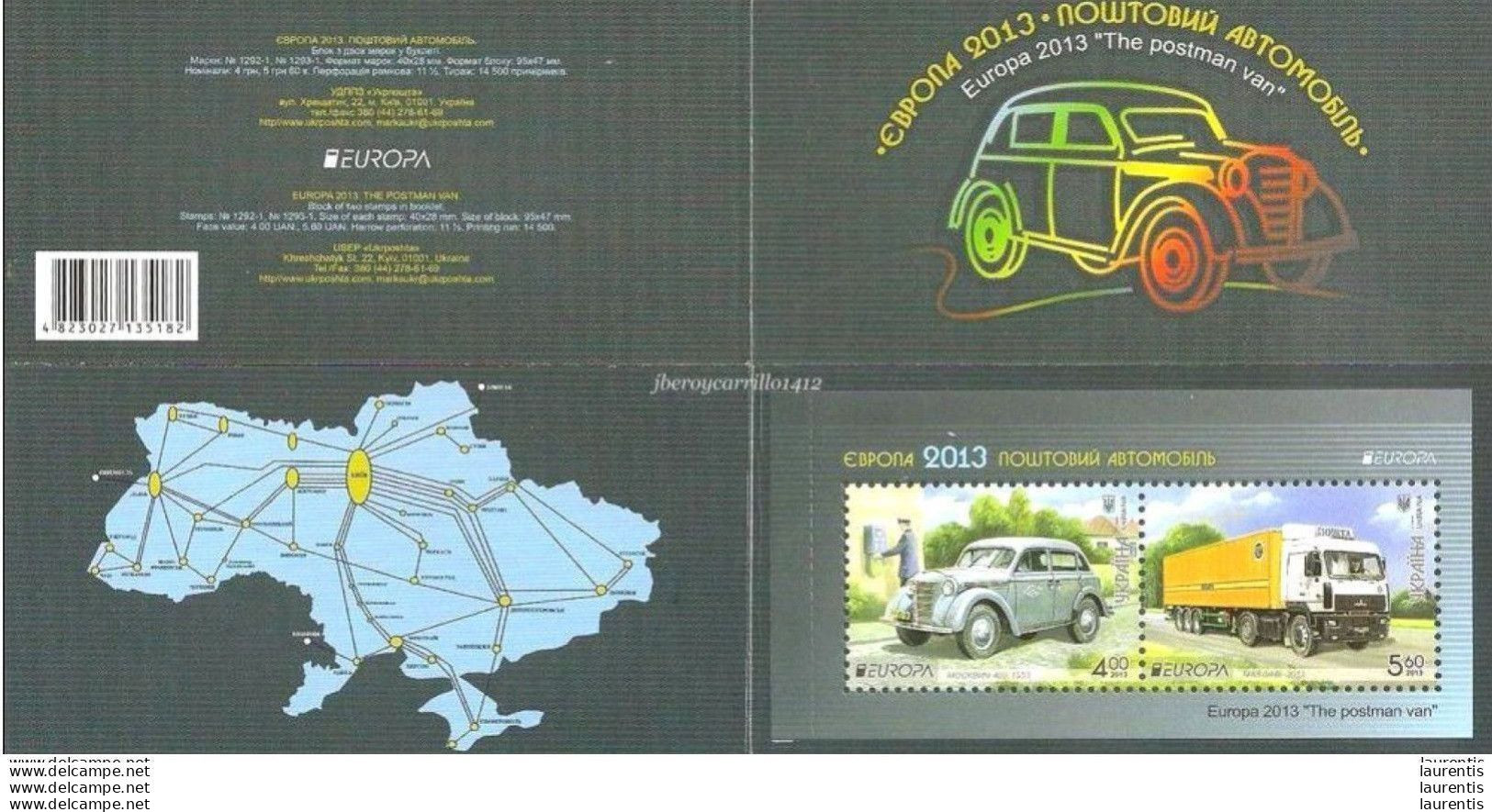 D20716  Europa - Post - Cars - Trucks - Ucrania 2013 - Booklet MNH - 1,95 - Posta