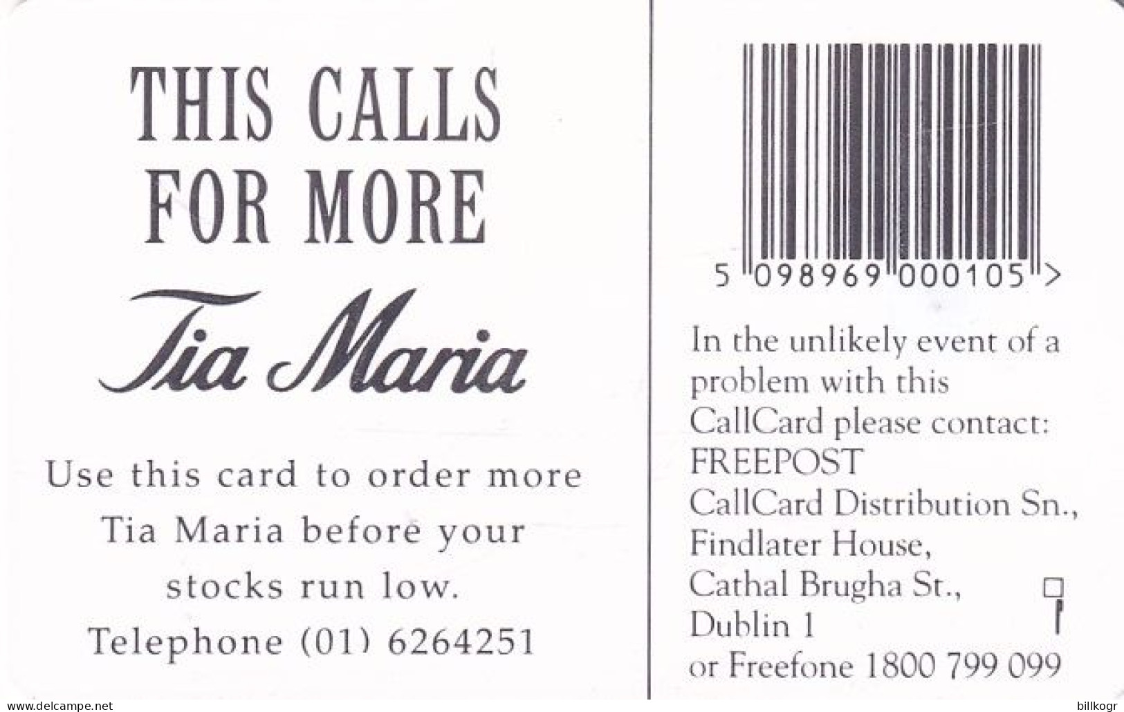 IRELAND - Tia Maria(reverse "this Calls For More"), Tirage 6100, 11/95, Used - Ireland