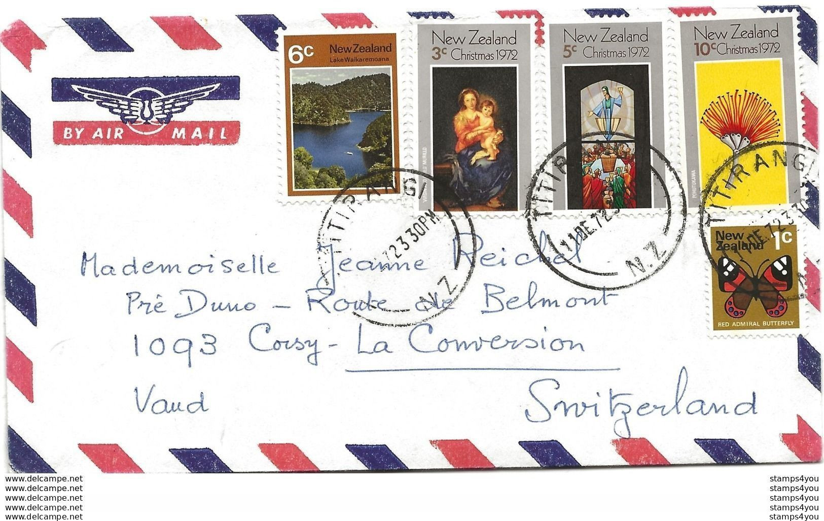 212 - 7 - Enveloppe Envoyée De Titirangi En Suisse 1972 - Storia Postale