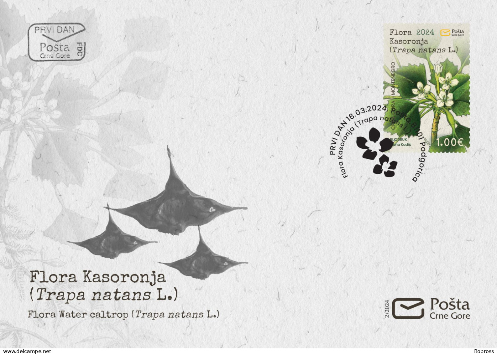 2024 FDC, Flora Of Kasoronja (Trapa Natans L.), Montenegro, MNH - Montenegro