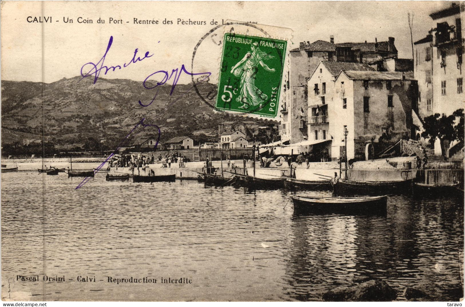 CORSE - CALVI - Rentrée Des Pêcheurs De Langoustes Au Port - 1913 - P. Orsini - Calvi