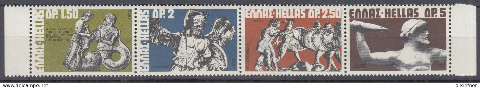 GRIECHENLAND  1110-1113, 4erStreifen, Postfrisch **, Griechische Mythen, 1972 - Nuevos