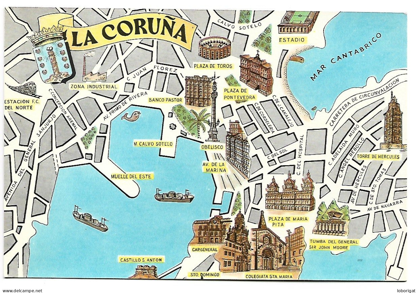 MAPA, PLANO DE LA CIUDAD.-  LA CORUÑA .- ( ESPAÑA ) - La Coruña