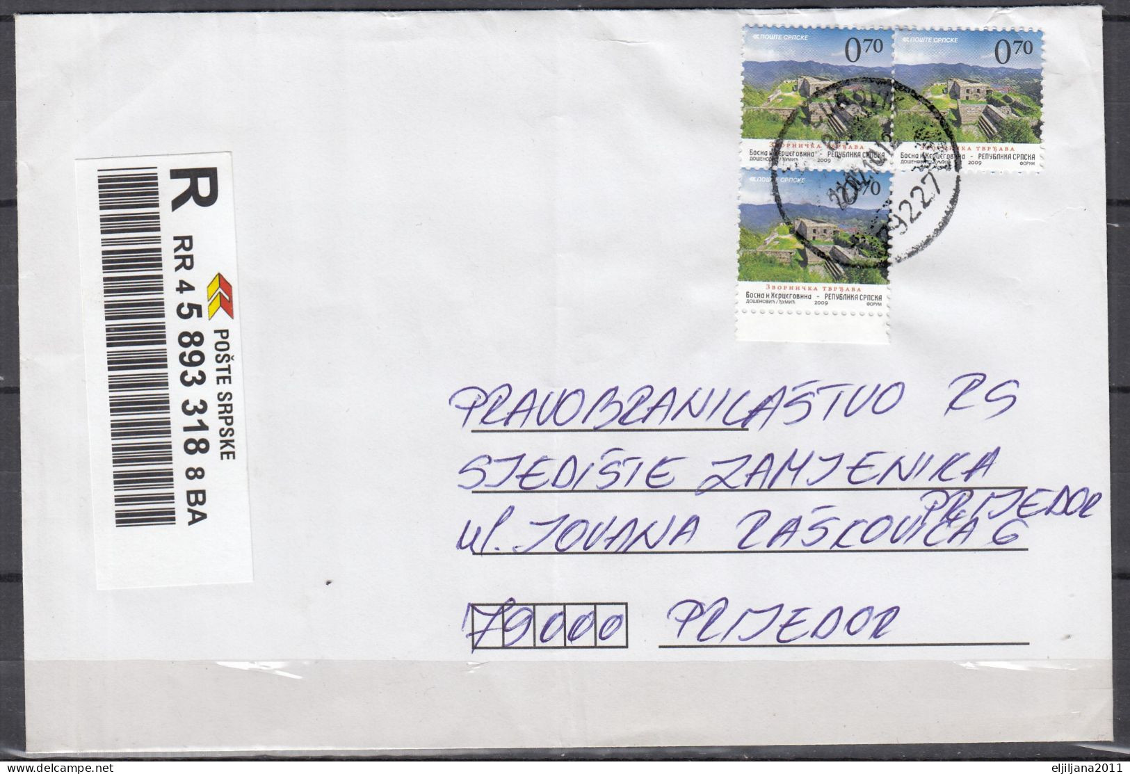 Republika Srpska BiH Serbian Republic 2008 - 2010 Prijedor ⁕ 4 Used Cover Registered Mail - Bosnie-Herzegovine