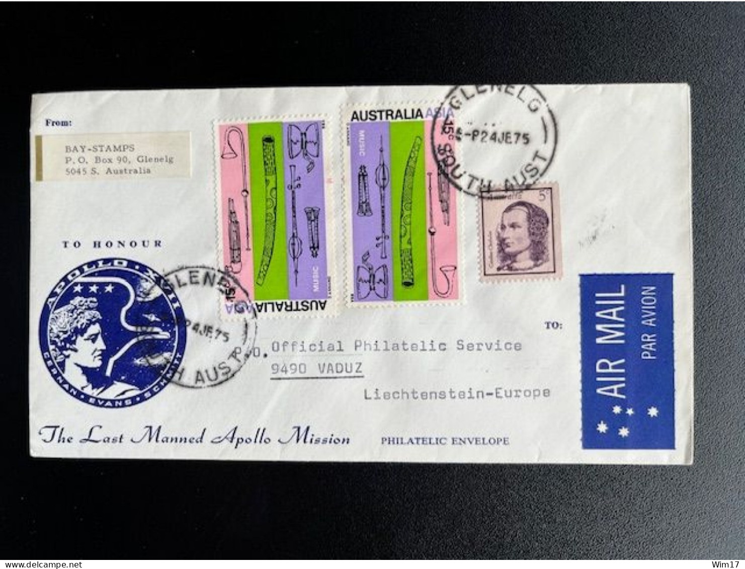 AUSTRALIA 1975 AIR MAIL LETTER GLENELG TO VADUZ 24-06-1975 AUSTRALIE - Storia Postale