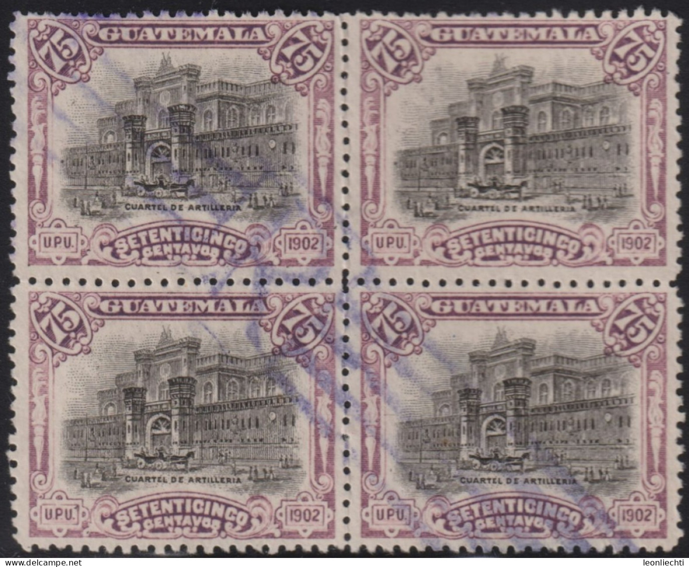 1902 Guatemala ° Mi:GT 119a, Sn:GT 121, Yt:GT 127, Sg:GT 124, Artillery Barracks - Guatemala