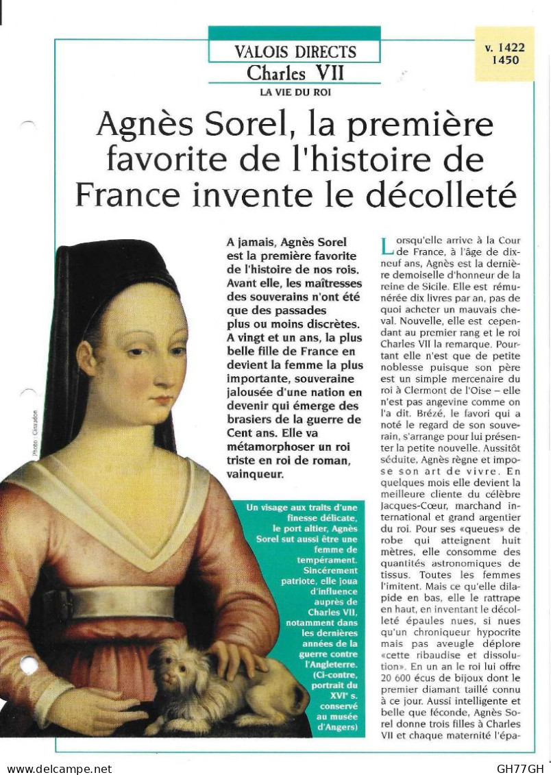 FICHE ATLAS: AGNES SOREL...INVENTE LE DECOLLETE -VALOIS DIRECTS - Geschiedenis