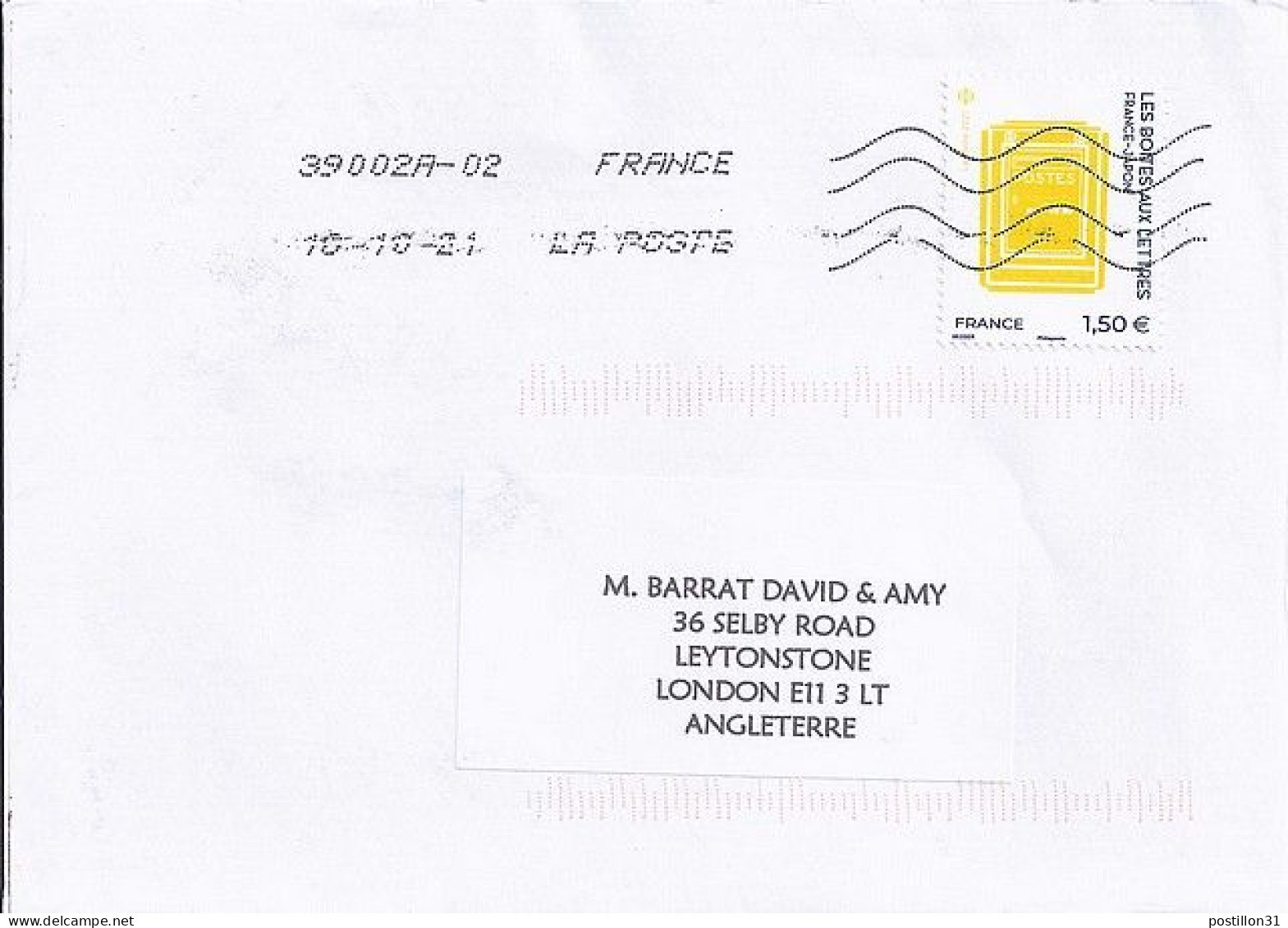 TP N° 5525 SUR LETTRE DU 15.10.21 POUR L’ANGLETERRE - Briefe U. Dokumente