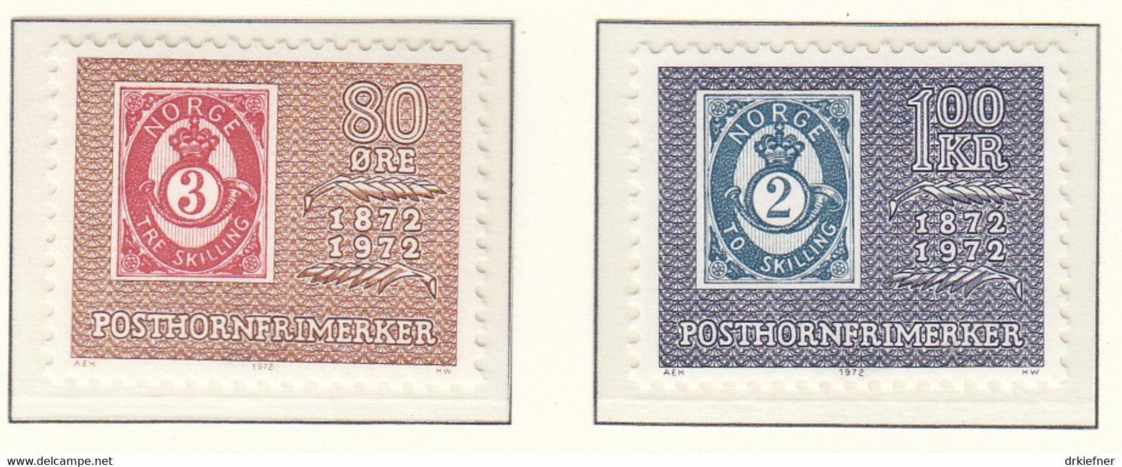 NORWEGEN  637-638, Postfrisch **, 100 Jahre Posthorn-Marken, 1972 - Ongebruikt