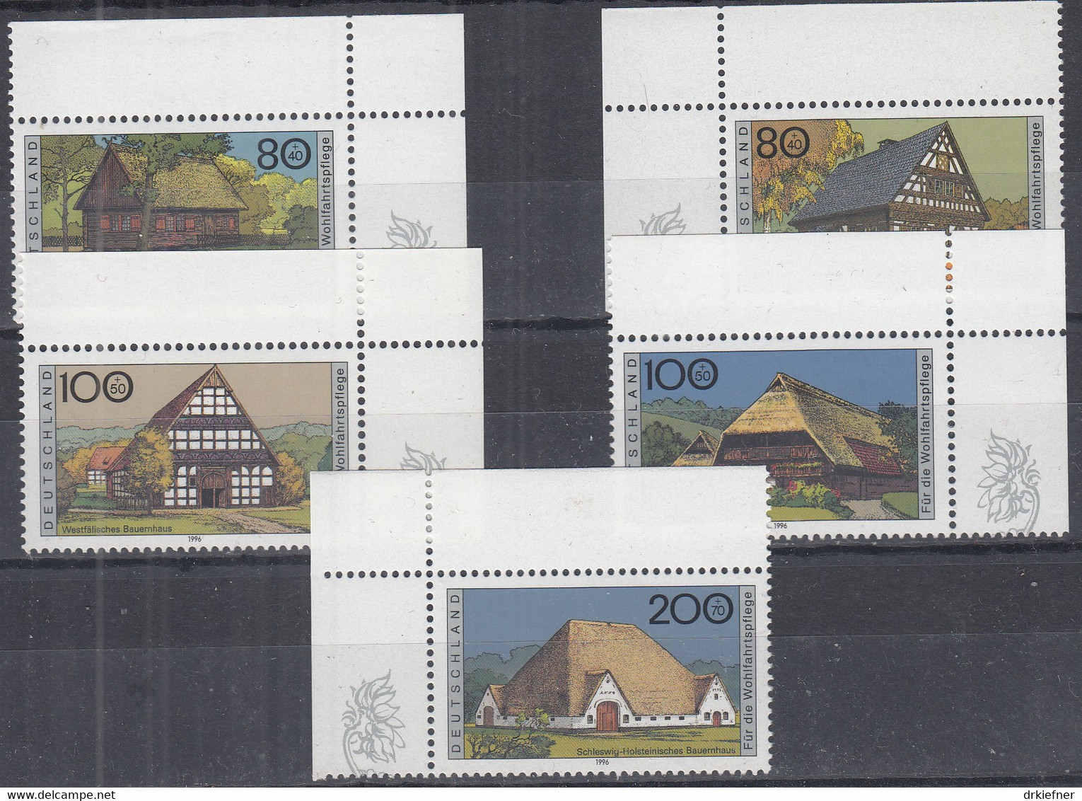 BRD  1883-1887, Postfrisch **, Eckrand, Wohlfahrt: Bauernhäuser, 1996 - Unused Stamps