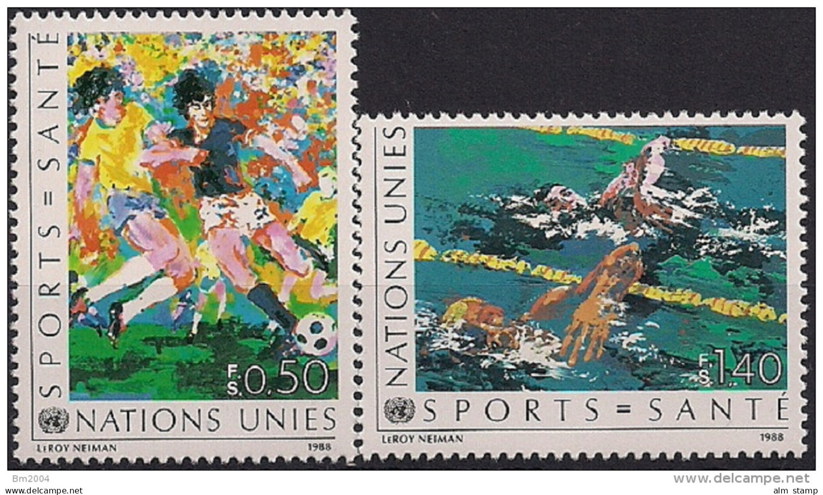 1988 UNO Genf Mi. 169-70 **MNH Gesundheit Durch Sport. - Nuevos